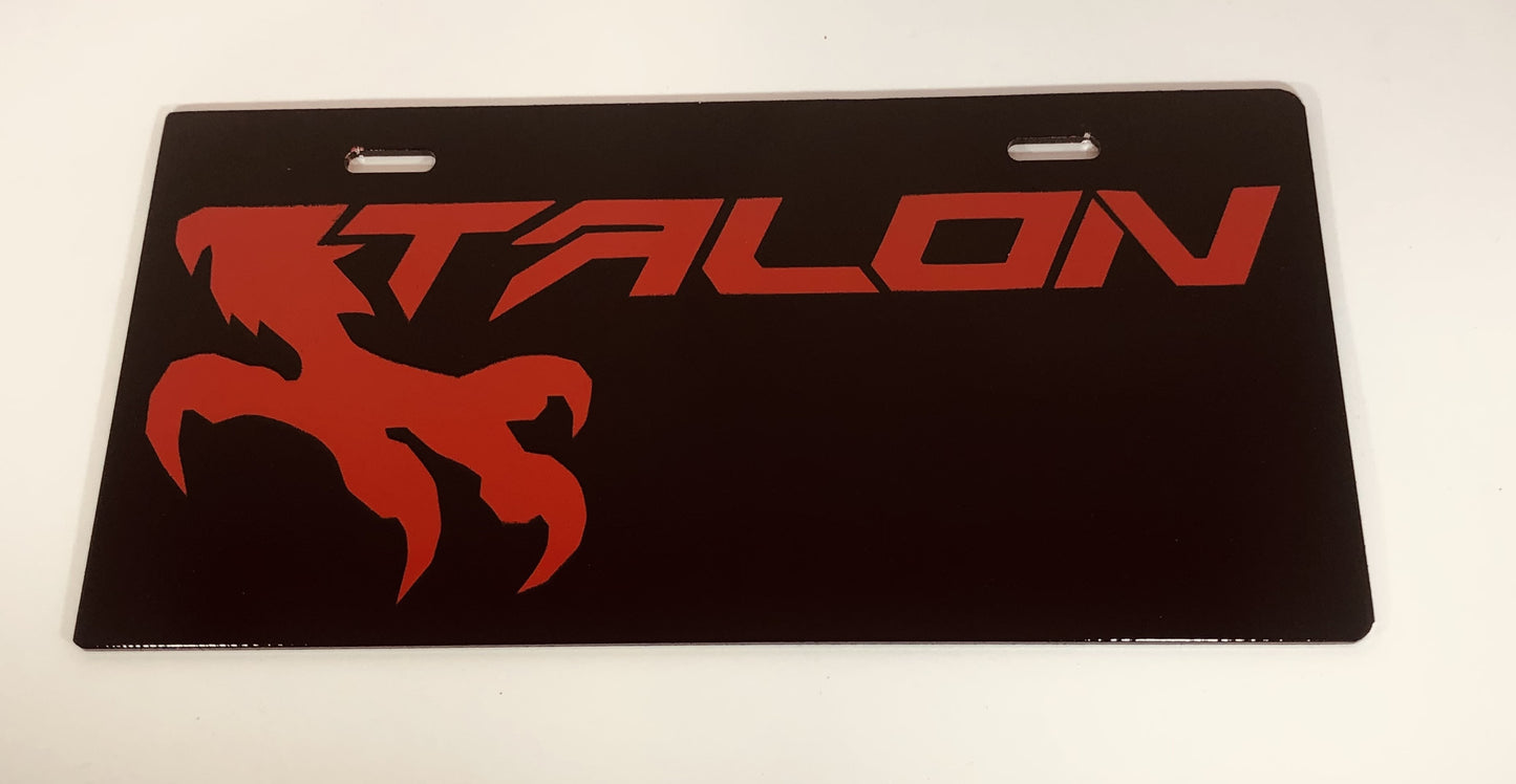 Honda Talon License Plate, Red Lettering