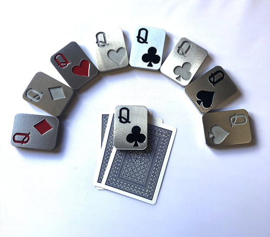 Queen poker card guard protector, spade, heart, club, diamond with storage bag